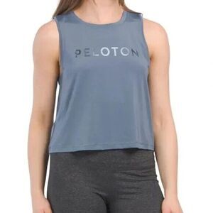 NWT Womens Yoga Pilates Top New Peloton Blue L Muscle Tank Crop New Logo Distanc
